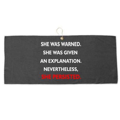 She Was Was Warned Nevertheless Persisted Large Microfiber Waffle Golf Towel