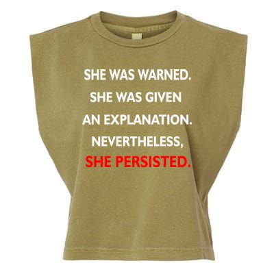 She Was Was Warned Nevertheless Persisted Garment-Dyed Women's Muscle Tee