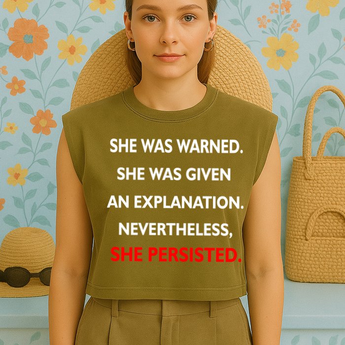She Was Was Warned Nevertheless Persisted Garment-Dyed Women's Muscle Tee