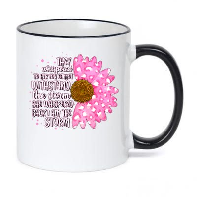 She Whispers Back I Am The Storm Pink Flower 11oz Black Color Changing Mug