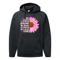 She Whispers Back I Am The Storm Pink Flower Performance Fleece Hoodie