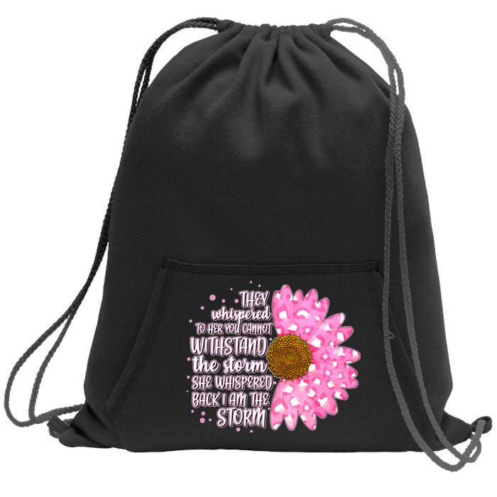 She Whispers Back I Am The Storm Pink Flower Sweatshirt Cinch Pack Bag