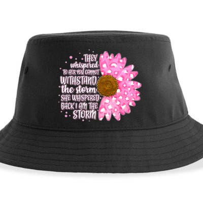 She Whispers Back I Am The Storm Pink Flower Sustainable Bucket Hat