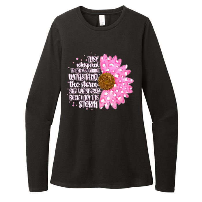 She Whispers Back I Am The Storm Pink Flower Womens CVC Long Sleeve Shirt