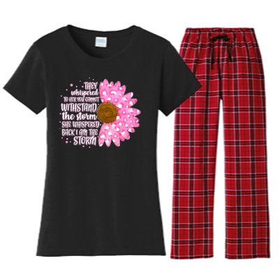 She Whispers Back I Am The Storm Pink Flower Women's Flannel Pajama Set