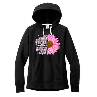 She Whispers Back I Am The Storm Pink Flower Women's Fleece Hoodie