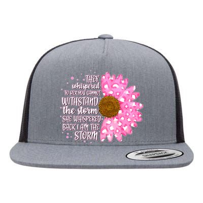 She Whispers Back I Am The Storm Pink Flower Flat Bill Trucker Hat