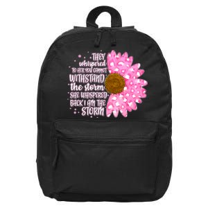 She Whispers Back I Am The Storm Pink Flower 16 in Basic Backpack