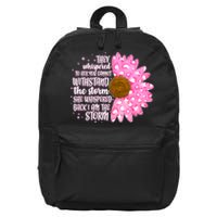 She Whispers Back I Am The Storm Pink Flower 16 in Basic Backpack