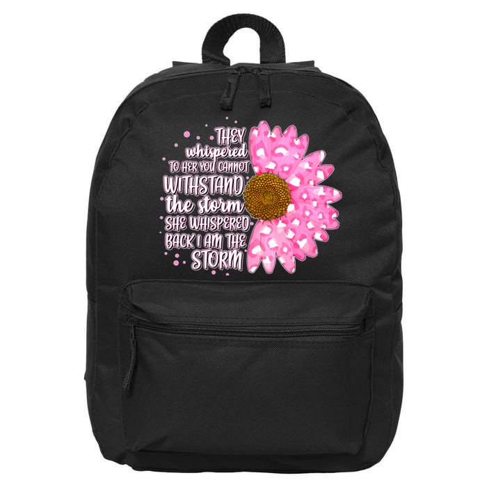 She Whispers Back I Am The Storm Pink Flower 16 in Basic Backpack