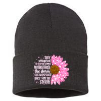 She Whispers Back I Am The Storm Pink Flower Sustainable Knit Beanie