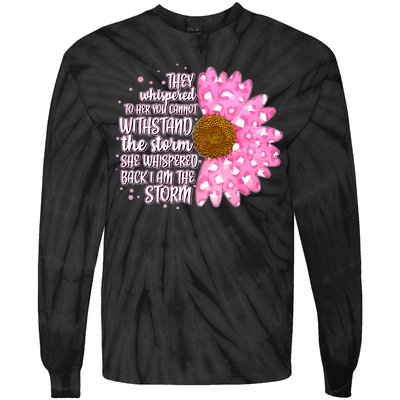 She Whispers Back I Am The Storm Pink Flower Tie-Dye Long Sleeve Shirt