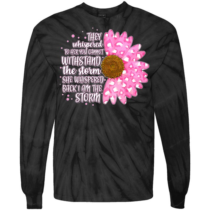 She Whispers Back I Am The Storm Pink Flower Tie-Dye Long Sleeve Shirt