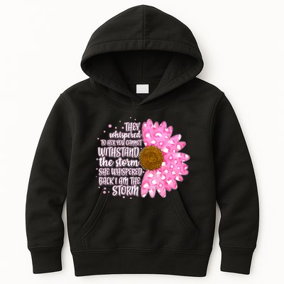 She Whispers Back I Am The Storm Pink Flower Kids Hoodie