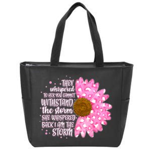 She Whispers Back I Am The Storm Pink Flower Zip Tote Bag