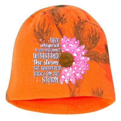 She Whispers Back I Am The Storm Pink Flower Kati - Camo Knit Beanie