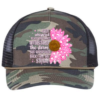 She Whispers Back I Am The Storm Pink Flower Retro Rope Trucker Hat Cap