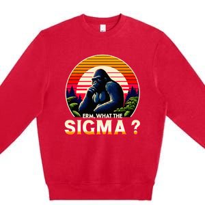 Sarcastic Humor Erm What The Sigma Funny Ironic Premium Crewneck Sweatshirt