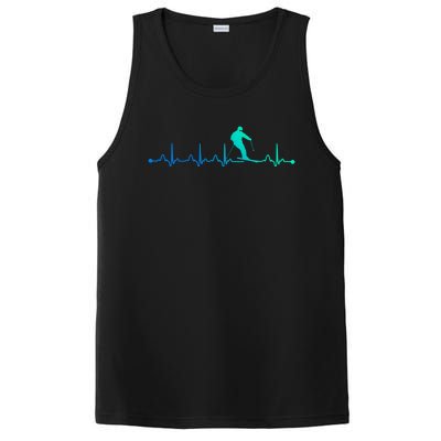 Skiing Heartbeat Ekg Skiing Coach Gift PosiCharge Competitor Tank