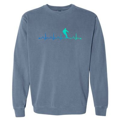 Skiing Heartbeat Ekg Skiing Coach Gift Garment-Dyed Sweatshirt