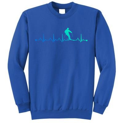 Skiing Heartbeat Ekg Skiing Coach Gift Sweatshirt