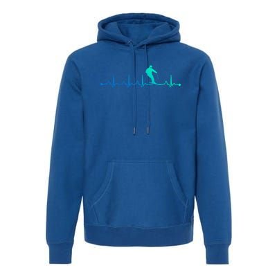 Skiing Heartbeat Ekg Skiing Coach Gift Premium Hoodie