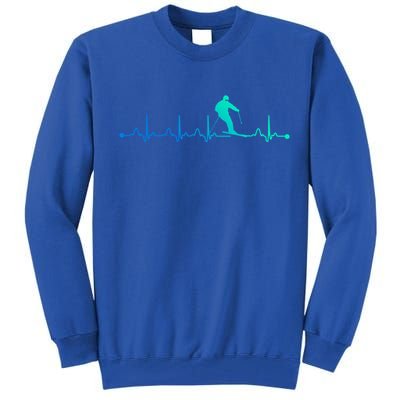 Skiing Heartbeat Ekg Skiing Coach Gift Tall Sweatshirt