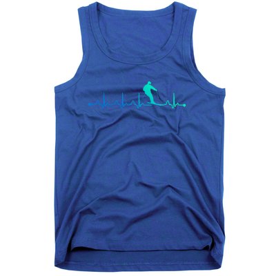 Skiing Heartbeat Ekg Skiing Coach Gift Tank Top