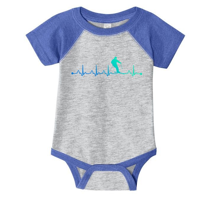 Skiing Heartbeat Ekg Skiing Coach Gift Infant Baby Jersey Bodysuit