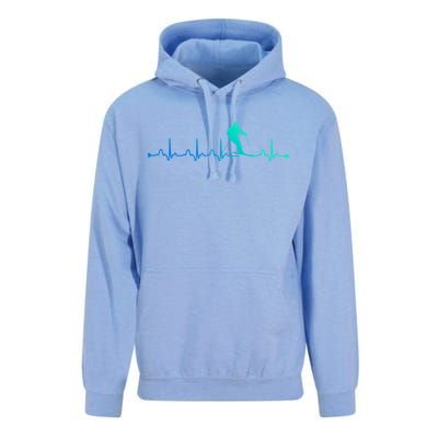 Skiing Heartbeat Ekg Skiing Coach Gift Unisex Surf Hoodie