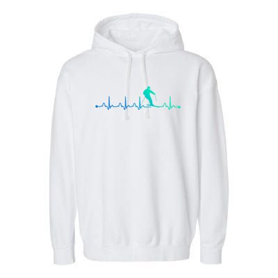 Skiing Heartbeat Ekg Skiing Coach Gift Garment-Dyed Fleece Hoodie