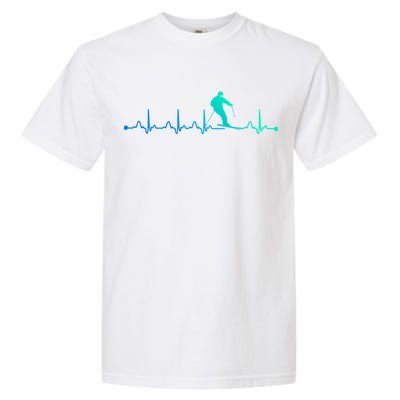 Skiing Heartbeat Ekg Skiing Coach Gift Garment-Dyed Heavyweight T-Shirt