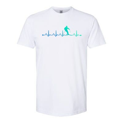 Skiing Heartbeat Ekg Skiing Coach Gift Softstyle CVC T-Shirt