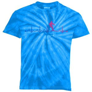 Skiing Heartbeat Ekg Skiing Coach Gift Kids Tie-Dye T-Shirt