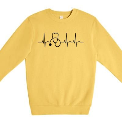 Stethoscope Heartbeat Ekg Nurse Medical Doctor Cool Nursing Cute Gift Premium Crewneck Sweatshirt