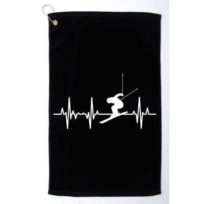 Ski Heartbeat Ecg Skiing Coach Gift Golf Towel
