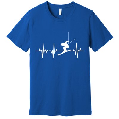 Ski Heartbeat Ecg Skiing Coach Gift Premium T-Shirt