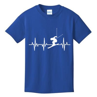 Ski Heartbeat Ecg Skiing Coach Gift Kids T-Shirt