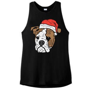 Santa Hat English Bulldog Christmas Pet Dog Lover Owner Xmas Funny Gift Ladies PosiCharge Tri-Blend Wicking Tank