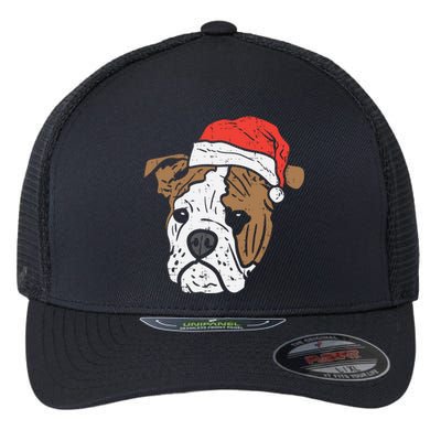 Santa Hat English Bulldog Christmas Pet Dog Lover Owner Xmas Funny Gift Flexfit Unipanel Trucker Cap