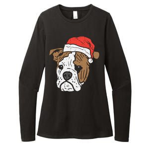 Santa Hat English Bulldog Christmas Pet Dog Lover Owner Xmas Funny Gift Womens CVC Long Sleeve Shirt