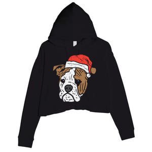 Santa Hat English Bulldog Christmas Pet Dog Lover Owner Xmas Funny Gift Crop Fleece Hoodie