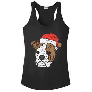 Santa Hat English Bulldog Christmas Pet Dog Lover Owner Xmas Funny Gift Ladies PosiCharge Competitor Racerback Tank