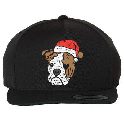 Santa Hat English Bulldog Christmas Pet Dog Lover Owner Xmas Funny Gift Wool Snapback Cap