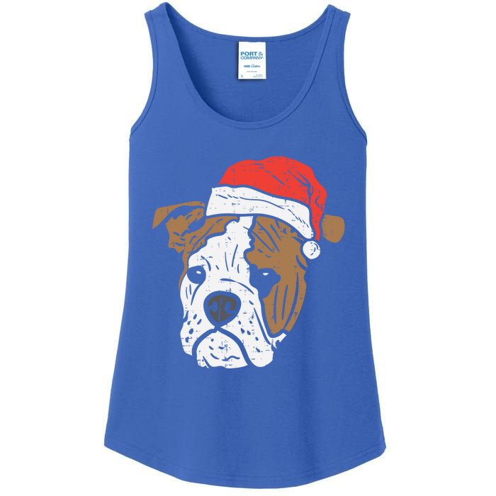 Santa Hat English Bulldog Christmas Pet Dog Lover Owner Xmas Funny Gift Ladies Essential Tank