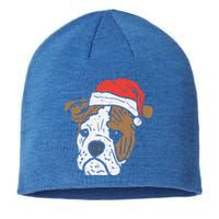 Santa Hat English Bulldog Christmas Pet Dog Lover Owner Xmas Funny Gift Sustainable Beanie