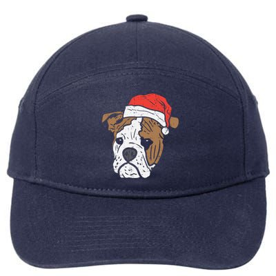 Santa Hat English Bulldog Christmas Pet Dog Lover Owner Xmas Funny Gift 7-Panel Snapback Hat