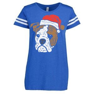 Santa Hat English Bulldog Christmas Pet Dog Lover Owner Xmas Funny Gift Enza Ladies Jersey Football T-Shirt