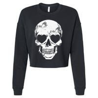 Skull Heart Eyes Lazy Halloween Costume Cute Skeleton Bones Cropped Pullover Crew