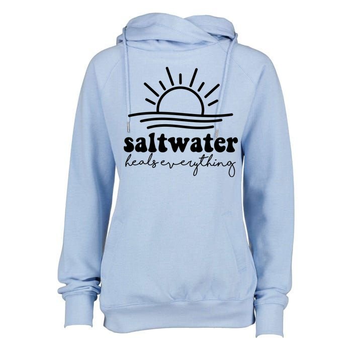 Saltwater Heals Everything Sunset Womens Funnel Neck Pullover Hood